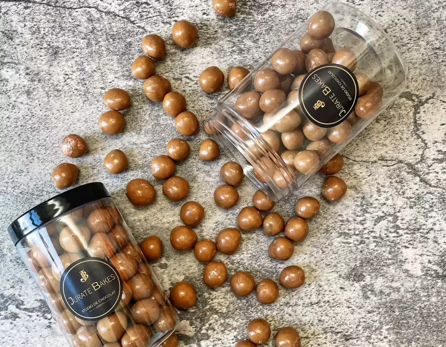 Hazelnut dragee with coffee, milk and caramel chocolate